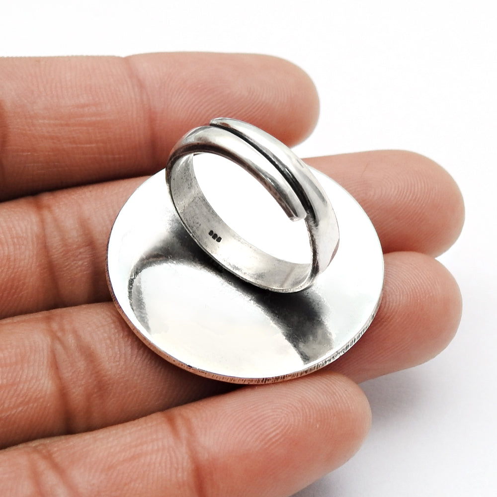 Solid 925 Sterling Silver Jewelry Statement Ring W9