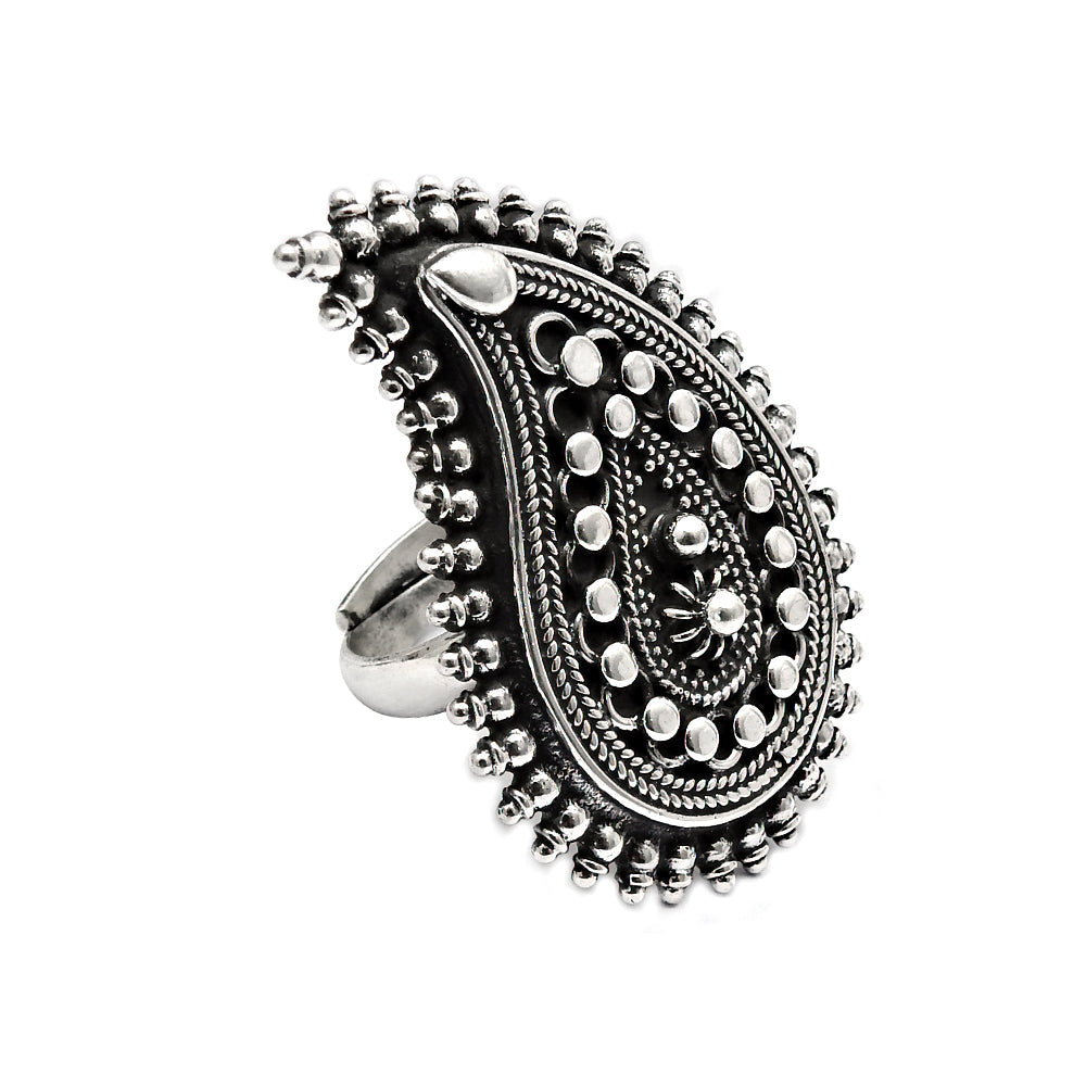 925 Solid Sterling Silver Antique Look Statement Ring H9