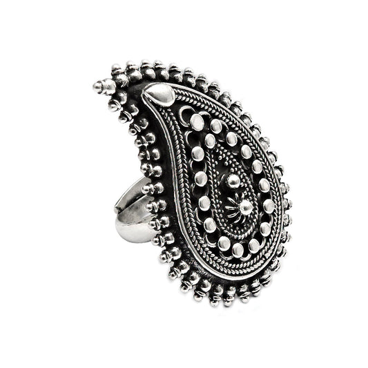 925 Solid Sterling Silver Antique Look Statement Ring H9