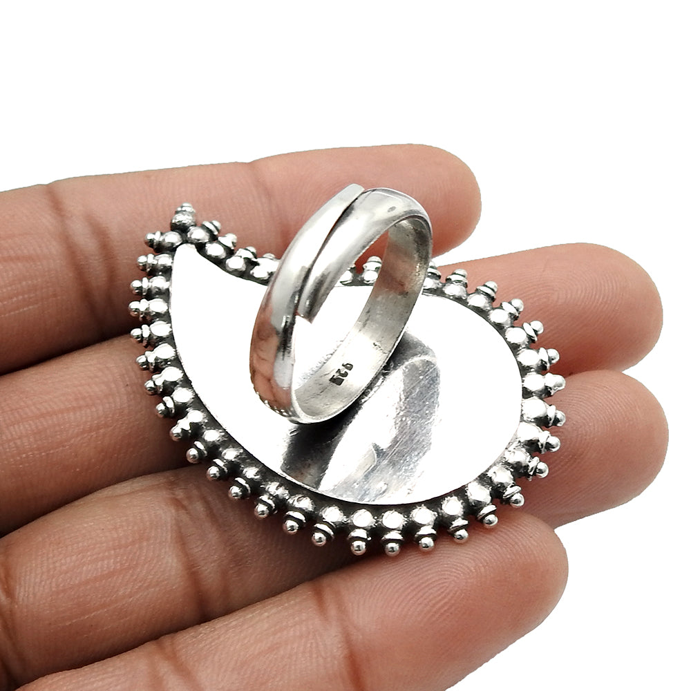 925 Solid Sterling Silver Antique Look Statement Ring H9