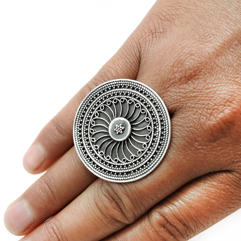 925 Sterling Silver Handcrafted Artisan Ring W9