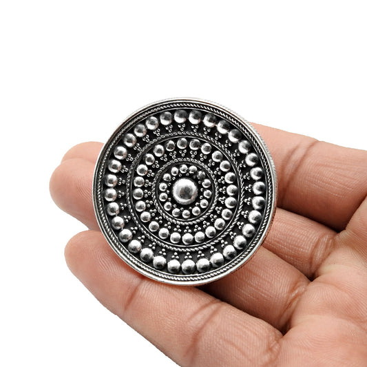 Indian Artisan 925 Solid Sterling Silver Statement Ring W1