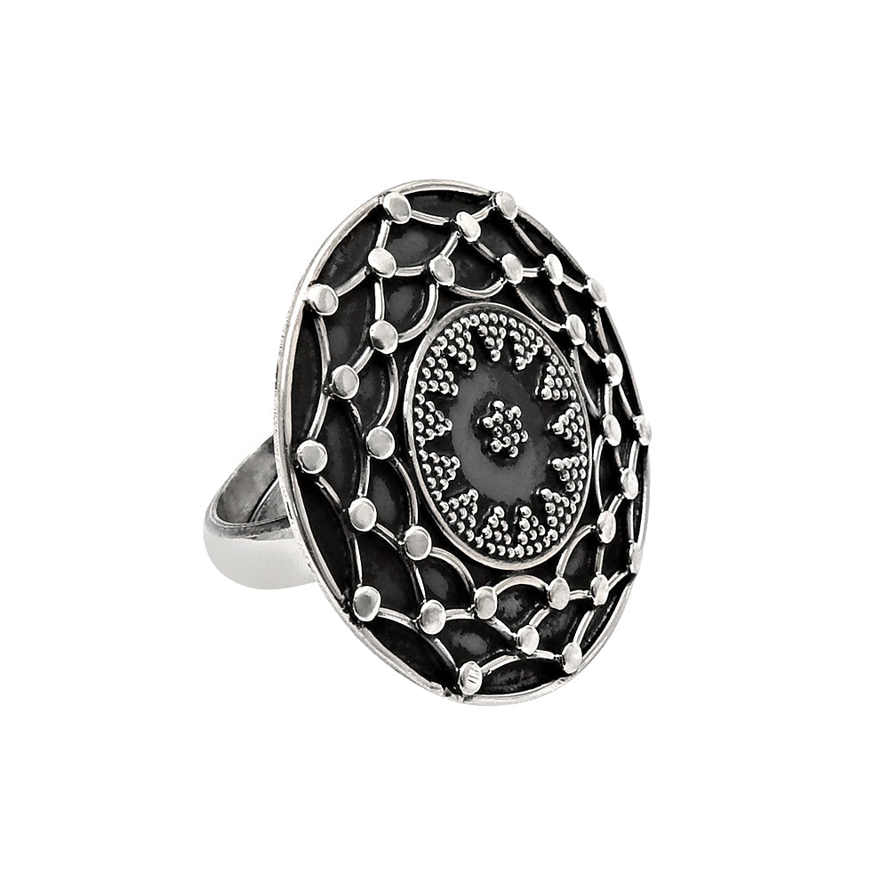 Solid 925 Sterling Oxidized Silver Artisan Ring