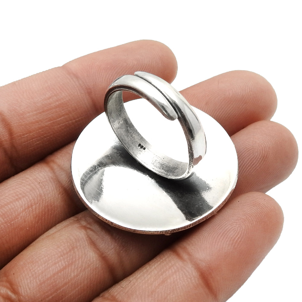 Solid 925 Sterling Oxidized Silver Artisan Ring