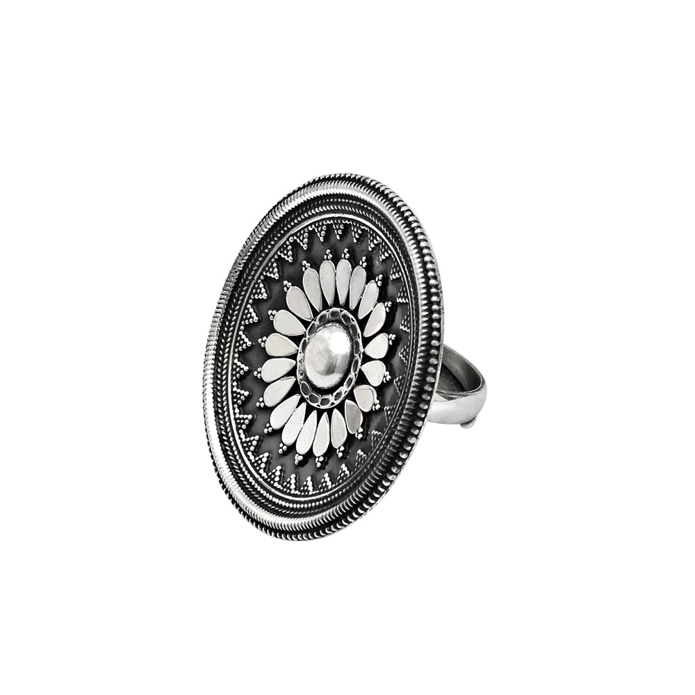 925 Solid Sterling Silver Indian Artisan Cocktail Ring