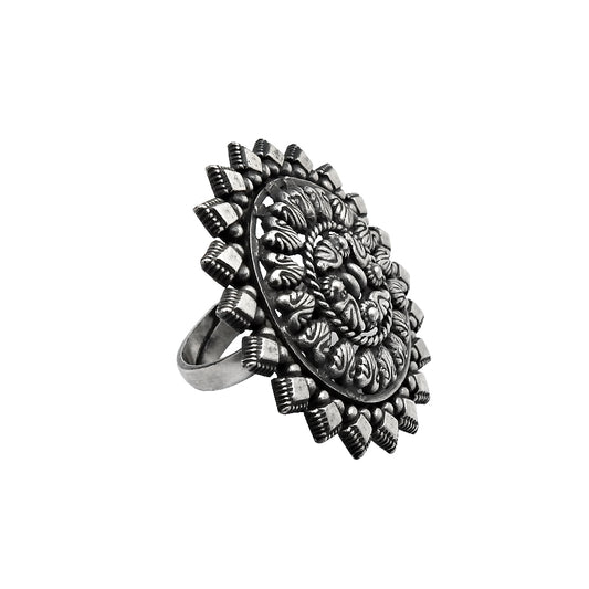 925 Solid Sterling Silver Cocktail Ring Indian Artisan Jewelry