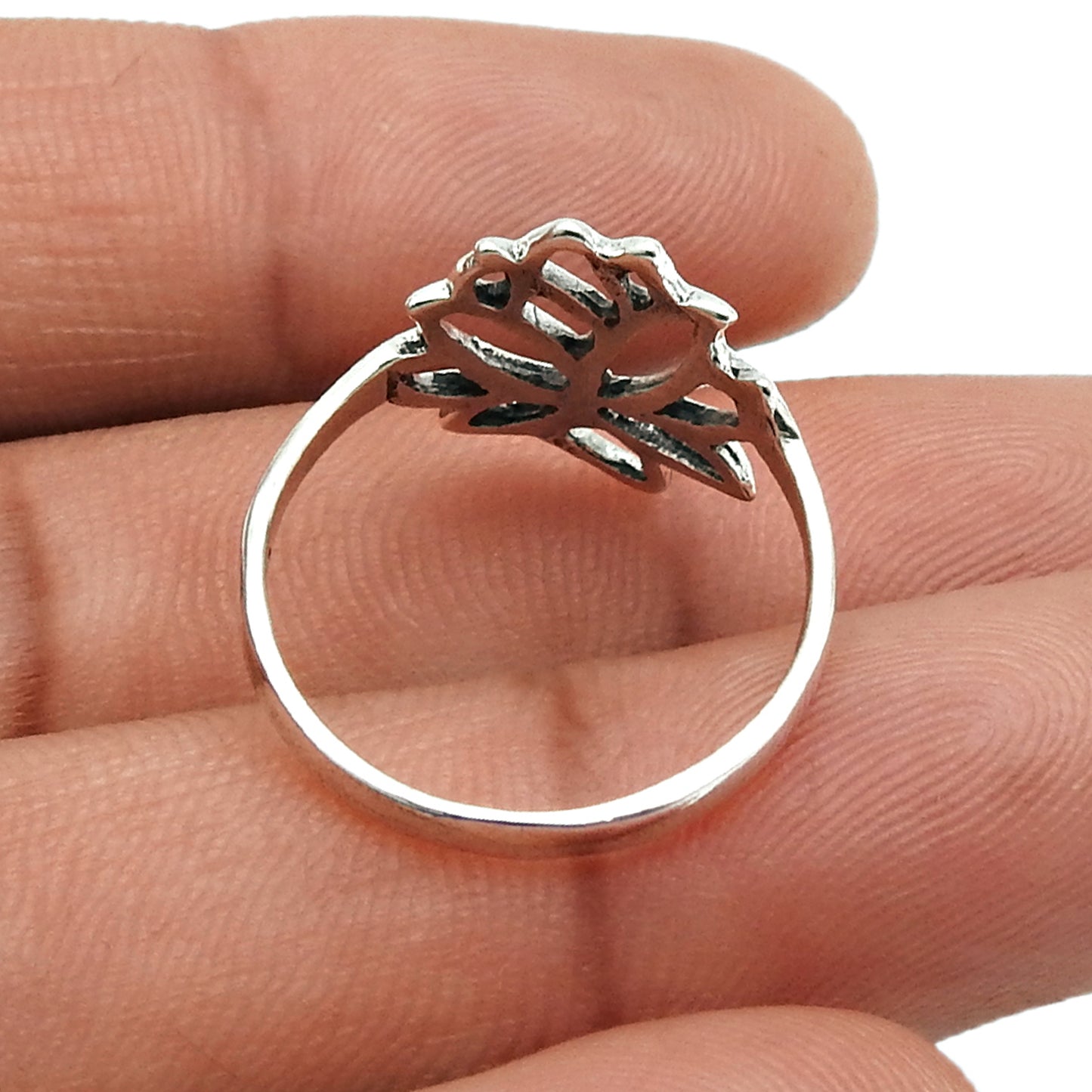 Solid 925 Sterling Silver Flower Ring
