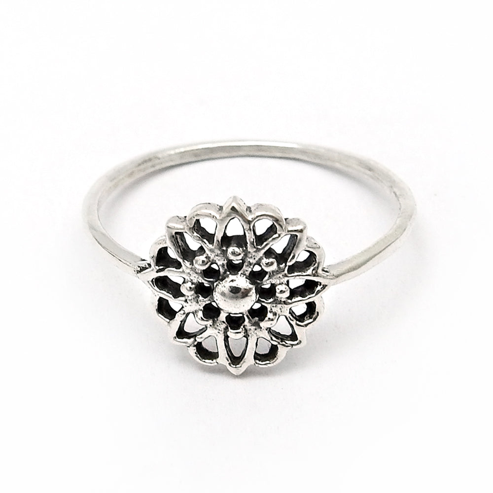925 Sterling Silver Handcrafted Cocktail Flower Ring