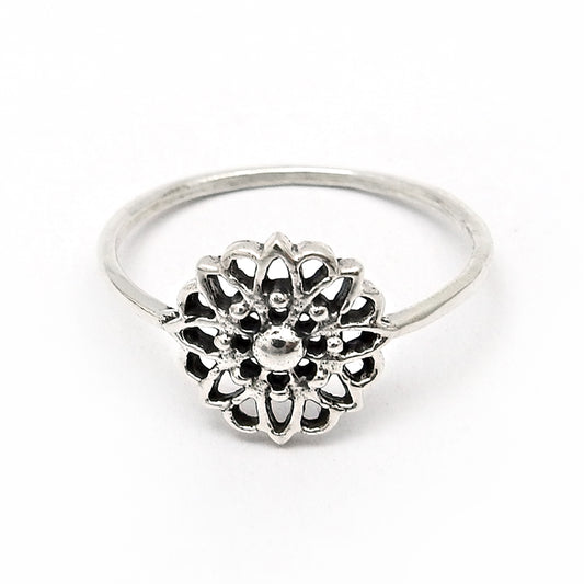 925 Sterling Silver Handcrafted Cocktail Flower Ring