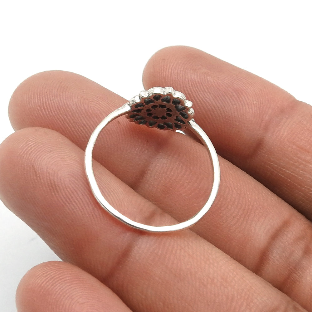925 Sterling Silver Handcrafted Cocktail Flower Ring
