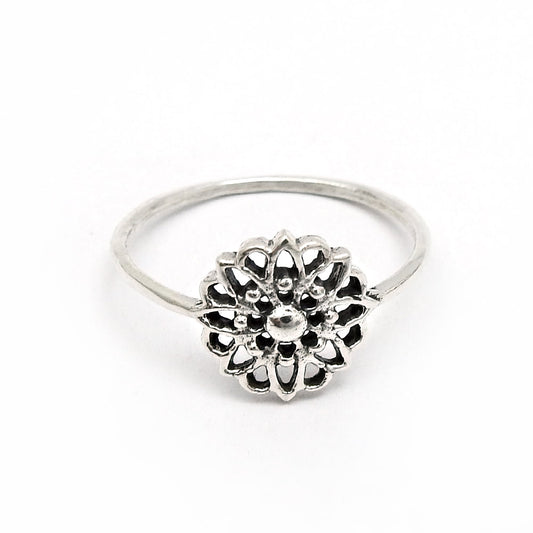 925 Sterling Silver Handcrafted Cocktail Flower Ring