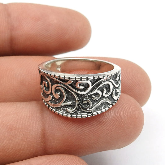 Antique Look Cocktail Ring 925 Solid Sterling Silver Oxidized Jewelry