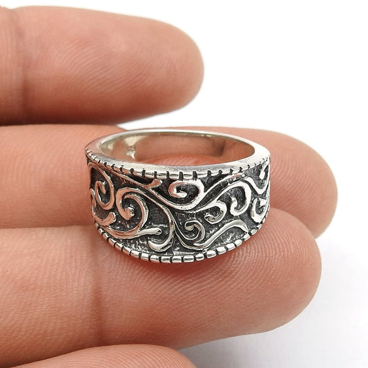 Antique Look Cocktail Ring 925 Solid Sterling Silver Oxidized Jewelry