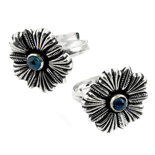 925 Sterling Silver Chalcedony Stone Handmade Indian Traditional Toe Rings
