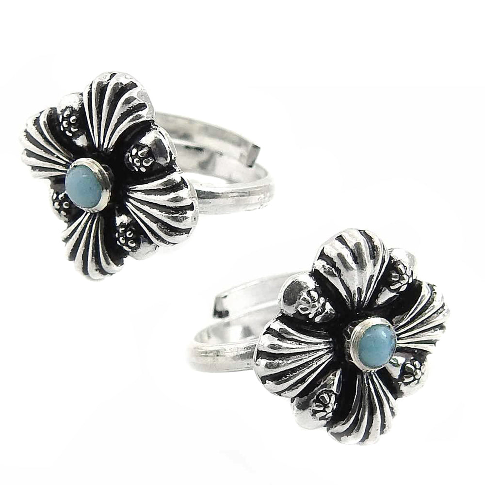Chalcedony Gemstone 925 Sterling Silver Indian Cultural Ethnic Toe Rings