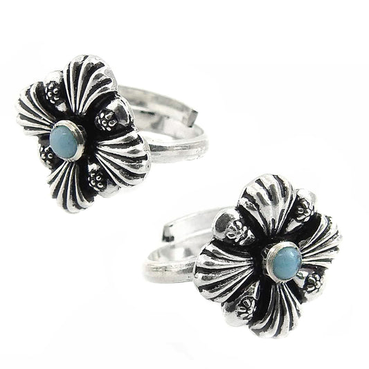 Chalcedony Gemstone 925 Sterling Silver Indian Cultural Ethnic Toe Rings