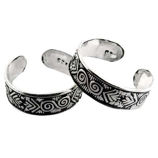 Ethnic Indian Silver Toe Rings Handmade 925 Sterling