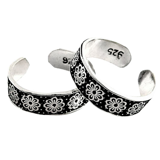 Handmade Indian Cultural Wedding Toe Rings Solid 925 Silver